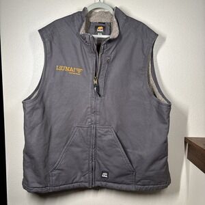 BERNE SHERPA LINED CANVAS WORKWEAR VEST MEN SZ 3XL (56-58) REGULAR GRAY POCKETS